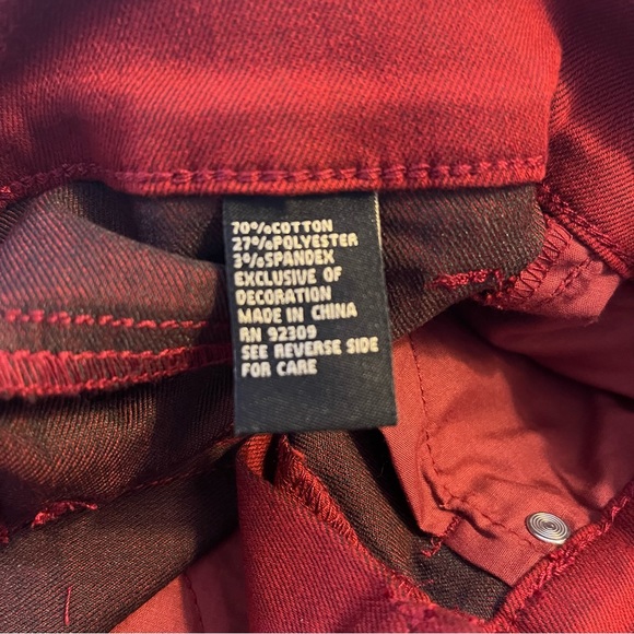 DG2 Diane Gilman Stretch Embroidered Patched Skinny Jeans, Wine Size 6 TALL New! - Picture 10 of 12